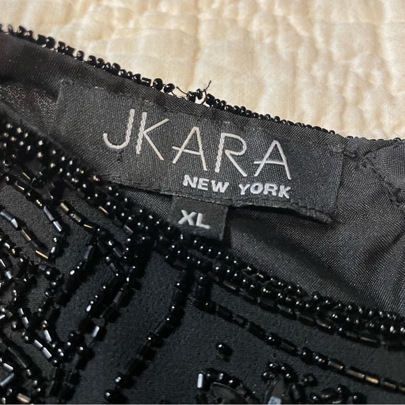 Vintage 90s y2k J Kara Sleeveless Black beaded Formal Top L - Picture 3 of 10
